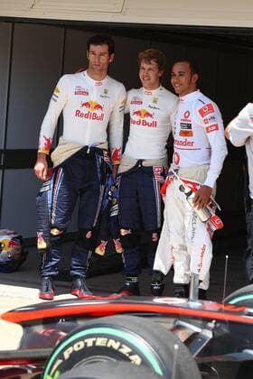 Qualifying zum GP Europa 2010, v.li.: Mark Webber, Sebastian Vettel (Pole Position), beide Red Bull Racing, Lewis Hamilton, McLaren Mercedes, Formel 1, GP Europa in Valencia, 26.06.10