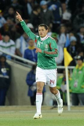 Johannesburg - Argentinien (blau) vs. Mexiko (grün) - Javier Chicharito Hernandez  o0 Jubel Freude