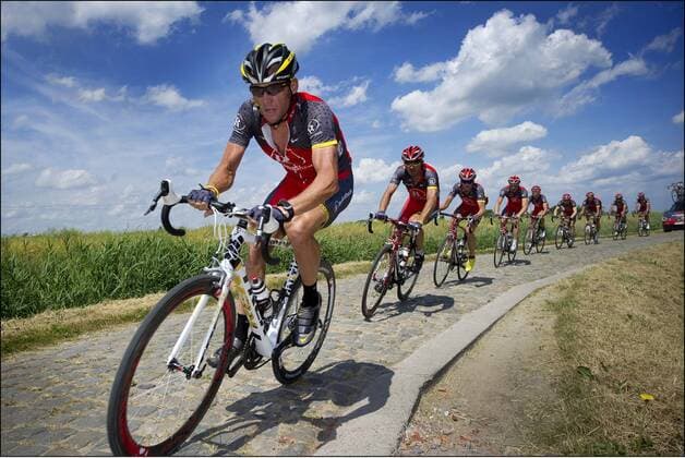 Radsport, Testfahrt auf der Etappe 3 (Wanze - Arenberg Porte du Hainaut) der Tour de France 2010 - 30.06.2010 - Lance Armstrong (USA) - Radioshack - xPhotoNewsx 