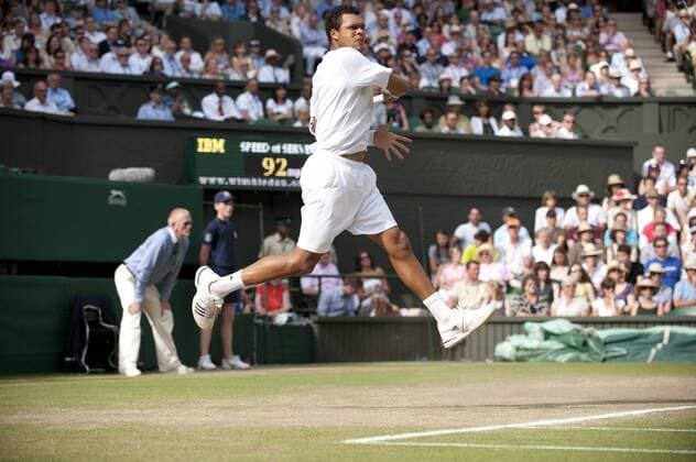June 30th 2010: Wimbledon International Tennis Tournament held at the All England Lawn Tennis Club, London, England, Jo-Wilfried Tsonga of France  ActionPlus11065317 Content restricted for UK based newspaper