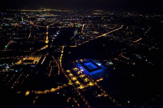 Luftbild, Nachtbild, Nachtaufnahme, Nachtluftbild, MSV-Arena Stadion, Duisburg, Ruhrgebiet, Nordrhein-Westfalen, Germany, Europa,
