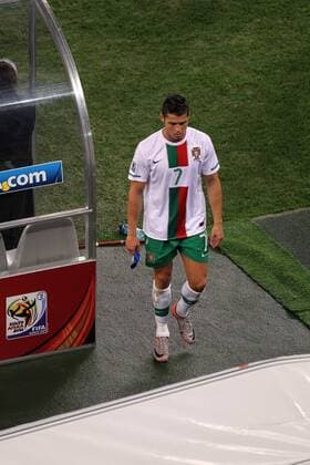 Cristiano Ronaldo (POR), JUNE 29, 2010 - Football : Cristiano Ronaldo of Portugal looks dejected during the 2010 FIFA World Cup Round of Sixteen match between Spain 1-0 Portugal at Green Point Stadium in Cape Town..  (004083)