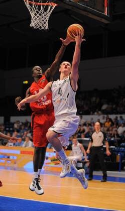 Germany (white) vs Canada (red), Day 1 of the 2010 FIBA U17 World Championship in Hamburg, Germany. 02 07 2010, preliminary round. CAN - Deng Joseph de CIMAN, Anselm Sebastian HARTMANN (GER)