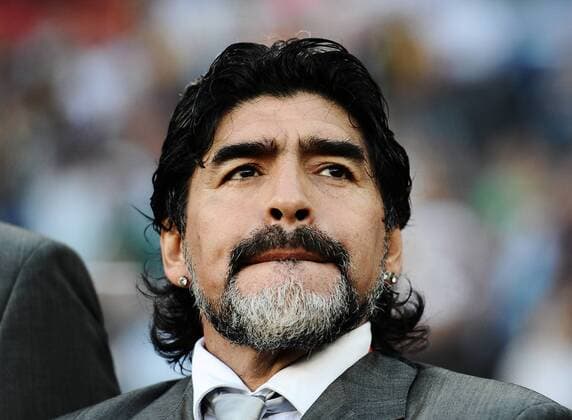 Football - 2010 FIFA World Cup - QuarterFinal - Argentina vs. Germany Diego Armando Maradona coach of Argentina at Green Point Stadium, Cape Town 