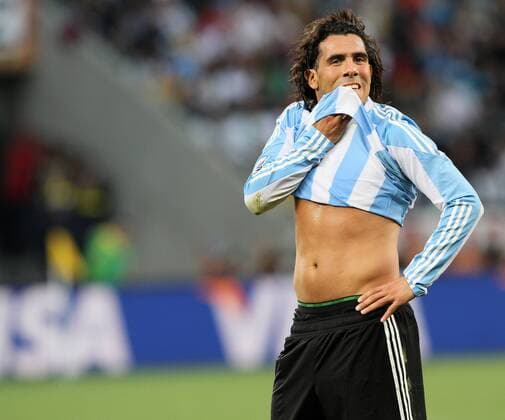 Argentina s Carlos Tevez looks on dejected FIFA World Cup 2010 QuarterFinals Argentina v Germany 3rd July, 2010 EDITORIAL USE ONLY. No use with unauthorised audio, video, data, fixture lists, club league logos or live services. Online in-match use limited to 120 images, no video emulation. No use in betting, games or single club league player publications.