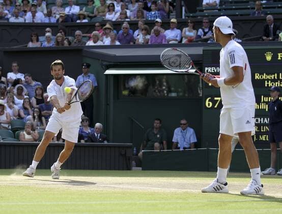 Finale, mit Kappe Jürgen Melzer (AUT) und Philipp Petzschner (GER),