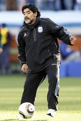 03.07.2010, Fussball Weltmeisterschaft 2010, VIERTELFINALE, ARGENTINIEN - DEUTSCHLAND 0:4, Trainer Diego Maradona (ARG) -  o0 Nationaltrainer, Trainer
