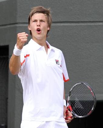Tennis - The Wimbledon Championships - Junior Final - Marton Fucsovics ( HUN ) celebrates his Win at the All England Lawn Tennis and Croquet Club 