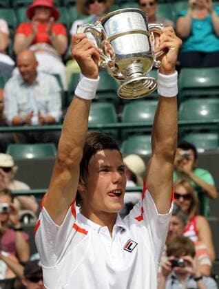 Tennis - The Wimbledon Championships - Junior Final - Marton Fucsovics ( HUN ) with Trophy at the All England Lawn Tennis and Croquet Club 