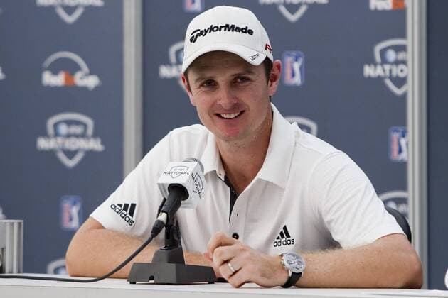 July 4, 2010: Justin Rose (England) being interviewed by the media following his win of the AT&T National at Aronimink Golf Club in Newtown Square, Pennsylvania. Icon1007040424 EDITORIAL USE ONLY