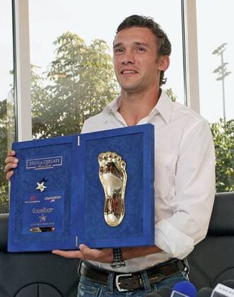 KIEV, UKRAINE - Andriy Shevchenko (UKR AC Milan) seen during a press conference, where he presented his Golden Foot Prize. The Ukrainian footballer was named the Best Footballer of the World according to Internet voting results.  175964