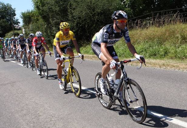 Tour de France 2010, Etappe 4 Cambrai - Reims: - Fabian CANCELLARA 2.re. Und Jens VOIGT Saxo Bank 