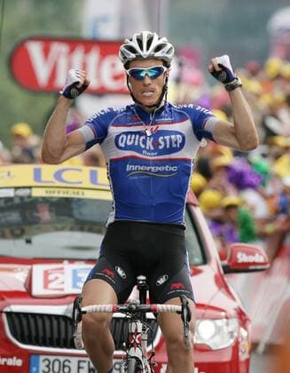 10.07.2010 Rousses Radsport 97. Tour de France 2010, 7. Etappe Tournus - Station des Rousses, Sylvain CHAVANEL (FRA Quick Step) - - Etappensieger o0 Jubel Freude
