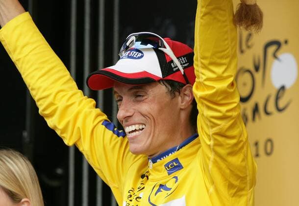10.07.2010 Rousses Radsport 97. Tour de France 2010, 7. Etappe Tournus - Station des Rousses, Sylvain CHAVANEL (FRA Quick Step) - Der Etappensieger holt sich das Gelbe Trikot zurück o0 Jubel Freude