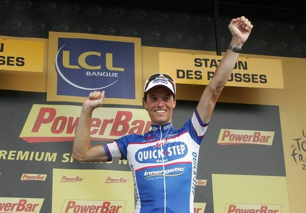 10.07.2010 Rousses Radsport 97. Tour de France 2010, 7. Etappe Tournus - Station des Rousses, Sylvain CHAVANEL (FRA Quick Step) - Etappensieger o0 Jubel Freude