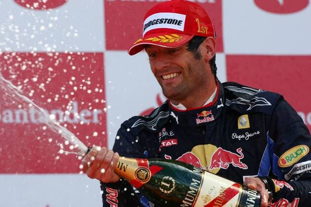Formula One - FIA F1 World Championships - British Grand Prix Winner, 1st, Mark Webber (Australien), Red Bull Racing  o0 Jubel, Freude, Sieg, Sekt, Sektdusche, Champagner, Champagnerdusche,