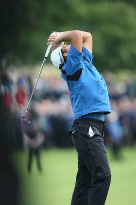 Golf - Loch Lomond - Barclays Scottish Open - Edoardo Molinari (ITA) winner of the Barclays Scottish Open Golf Championship at Loch Lomond.  o0 Emotionen