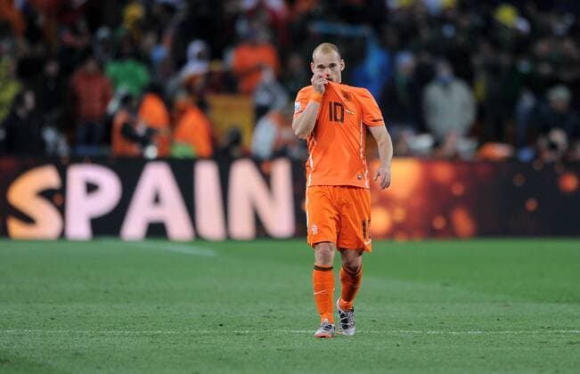 FUSSBALL WM 2010 FINALE 11.07.2010 Holland - Spanien Enttaeuschung Wesley SNEIJDER (Holland) -