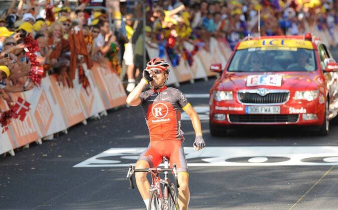 Tour de France 2010, 10. Etappe, Chambery - Gap: Sergio Paulinho (Radioshack) gewinnt  o0 Ziel Jubel Freude Etappensieg Einzelbild
