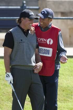 ST ANDREWS SCOTLAND. 17-07-2010. Phil MICKELSON (L) from USA in action during the third round of The Open Championship (also known as The British Open) played on The Royal and Ancient Old Course. xMitchellxGunnx  ActionPlus11071313 Content restricted for UK based newspaper