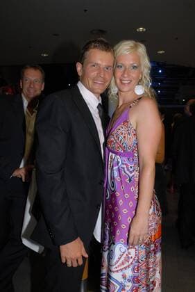 Tobias Angerer mit seiner Partnerin Romy Groß bei der Verleihung zum Bayerischen Sportpreis 2010 am 17.7.2010 in München Bayerischer Sportpreis 2010 in München  o0 Langlauf Partnerin, Frau, Ehefrau Ski Nordisch