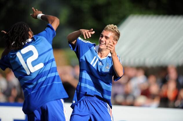 UEFA U19 EM - Frankreich (blau) - Österreich (weiß), Antoine GRIEZMANN und Alexandre LACAZETTE (beide FRA U19) - xAnthonyxBibardxFEPx  o0 Jubel, Freude
