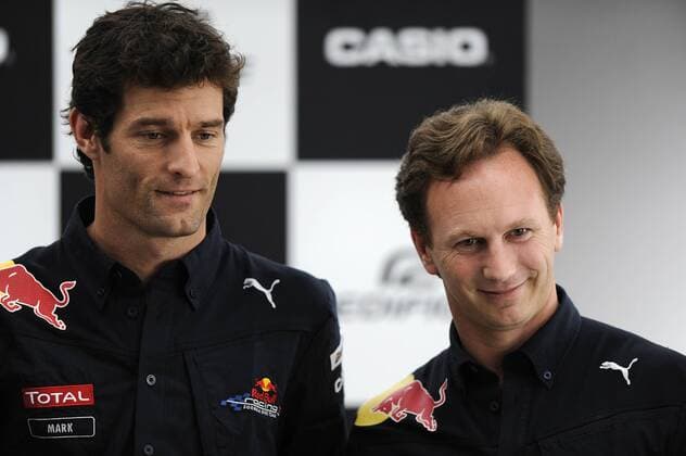 Mark WEBBER (AUSTRALIEN, L) Red Bull Racing mit Teamchef Christian HORNER (GBR,re). Formel 1 GP von Deutschland am Hockenheimring