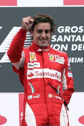 Motorsports Formula 1: World Championship 2010, GP of Germany, Sieger Fernando Alonso (ESP, Scuderia Ferrari), xHOCHxZWEIx o0 Jubel, Freude Sieg, Sieger