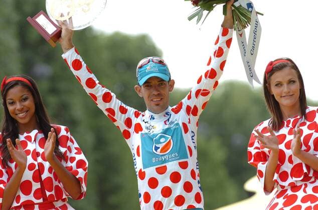 2010, Tour de France, Longjumeau - Paris, Anthony Charteau (FRA BBOX Bouygues Telecom) - Sieger der Bergwertung der Tour de France 2010 -  o0 Jubel, Freude Bergtrikot