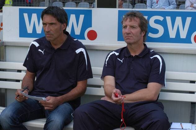 Fußball, Trainerhistorie, Wuppertaler SV v.l.: Trainer Michael Dämgen und Thomas Richter (Co- Trainer) ( beide Wuppertaler SV Borussia Regionalliga West 24.07.2010) o0 Wuppertal
