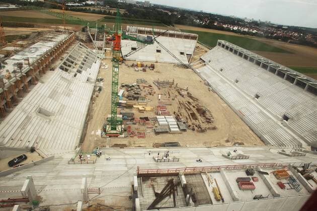 Fußball, Stadiongeschichte 1. FSV Mainz 05 Baustelle COFACE ARENA, zukünftige Heimspielstätte des 1. FSV MAINZ 05 o0 Stadion, Bau, Neubau, Stadionbau, Bauarbeiten,