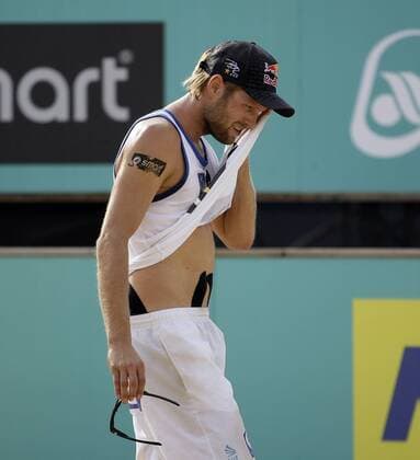 Julius Brink, GER, enttäuscht - Beachvolleyball EM Berlin, 12.8.2010