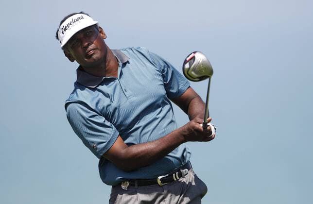 Vijay Singh of Fiji tees off on the 4th hole during the first round of the 92nd PGA Championship at Whistling Straits in Kohler, Wisconsin on August 12, 2010.  BKX2010081241