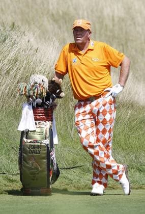 John Daly (USA) stands on the 14th tee during the first round of the 92nd PGA Championship at Whistling Straits in Kohler, Wisconsin on August 12, 2010.  BKX2010081235