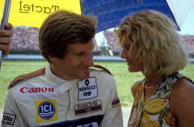 Motorsport, Formel 1, Ehefrauen der Ikonen - Archivbilder Thierry Boutsen (Belgien Williams Renault) mit seiner Ehefrau Patricia  o0 Partnerin Frau Familie privat