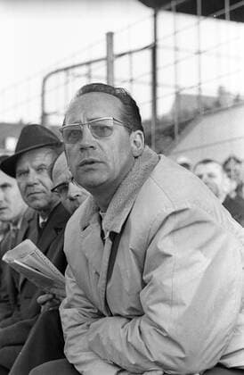 Trainer Max Merkel (1860) Fußball 1. BL Herren Saison 1965 1966, TSV 1860 München - Eintracht Braunschweig 1:1 Porträt München Spannung, Skepsis, Enttäuschung,
