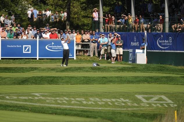 Sep. 04, 2010 - Norton, Massachusetts, United States of America - TIGER WOODS (USA) watches his ball land on the 16th green during the second round of the Deutsche Bank Championship at the TPC Boston. - ZUMAq39