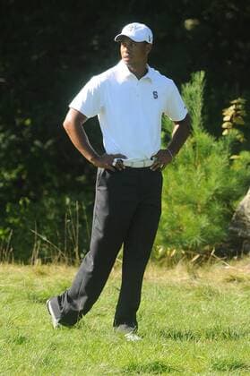 Sep. 04, 2010 - Norton, Massachusetts, United States of America - TIGER WOODS (USA) stands in the 9th hole rough waiting to hit during the second round of the Deutsche Bank Championship at the TPC Boston. - ZUMAq39