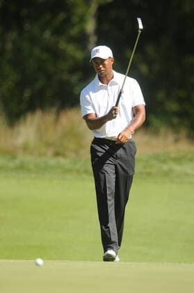 Sep. 04, 2010 - Norton, Massachusetts, United States of America - TIGER WOODS (USA) swings his club in disgust after putting his putt too short during the second round of the Deutsche Bank Championship at the TPC Boston. - ZUMAq39