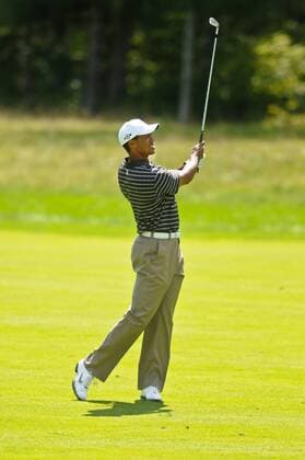 Sep. 05, 2010 - Norton, Massachusetts, United States of America - TIGER WOODS (USA) hits his second shot on the fairway of the 9th hole during the third round of the Deutsche Bank Championship at TPC Boston. - ZUMAq39