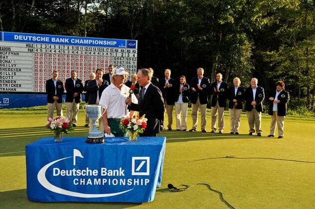 Sep. 06, 2010 - Norton, Massachusetts, USA - CHARLEY HOFFMAN (L) wins the Deutsche Bank Championship with a final score of 22 under, tying a tournament record at the TPC Boston. - ZUMAq39 o0 Siegerehrung