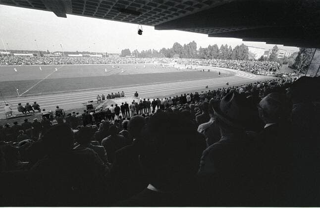 Aufstiegsrunde Regionalliga Nord 1969 1970 Hauptrunde Gruppe 2 - VfL Stadion am Elsterweg, Heimspielstätte des VfL Wolfsburg o0 Sportstätte, Totale, Relegation, Aufstiegsspiel, Zuschauerperspektive