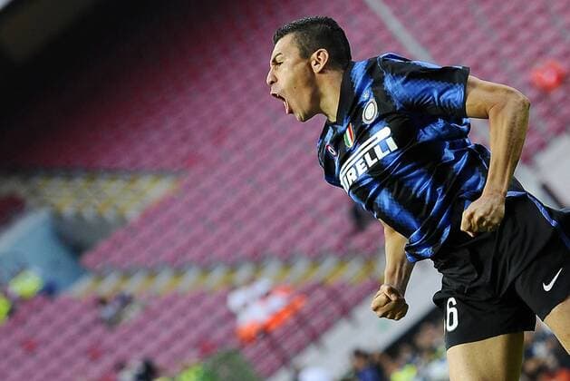 Inter Mailand (blau) vs. Udinese Calcio (weiß) 2:1 Torjubel - Lucio  o0 Jubel, Freude