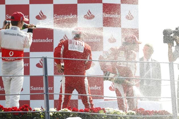 v.li.: Jenson Button (McLaren Mercedes), Fernando Alonso (Scuderia Ferrari), Felipe Massa (Scuderia Ferrari) - GP von Italien, Formel 1 Grand Prix 2010