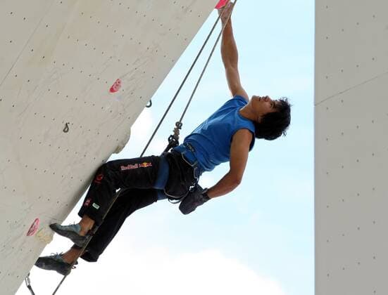 Klettern, IFSC, EM, IMST, Vorstieg, Herren. Bild zeigt David Lama (AUT). 