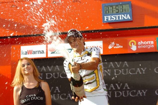 Vuelta a Espana 2010, 17. Etappe, Penafiel - Penafiel: Peter Velits (Htc - Columbia) gewinnt die 17. Etappe -  o0 Etappensieger Jubel Freude