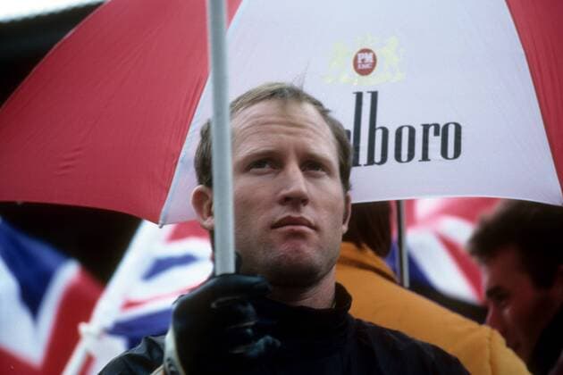 Kenny Roberts (USA Yamaha)  o0 Porträt Schirm Regenschirm