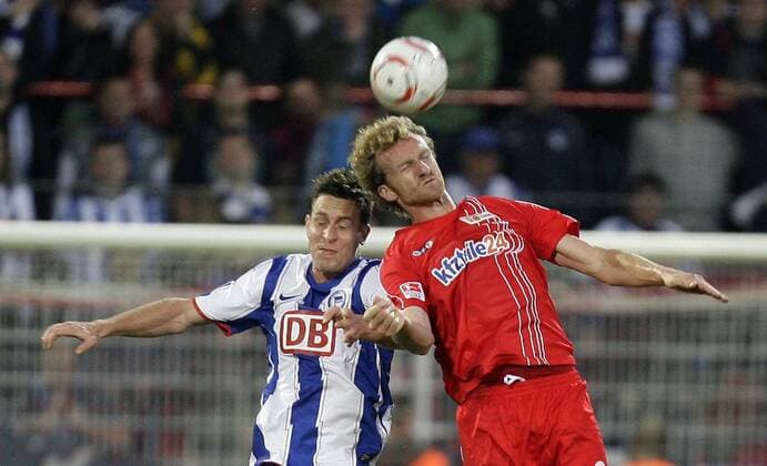Rob Friend, Hertha, links rechts Dominic Peitz, 1. FC Union Berlin - Hertha BSC Berlin