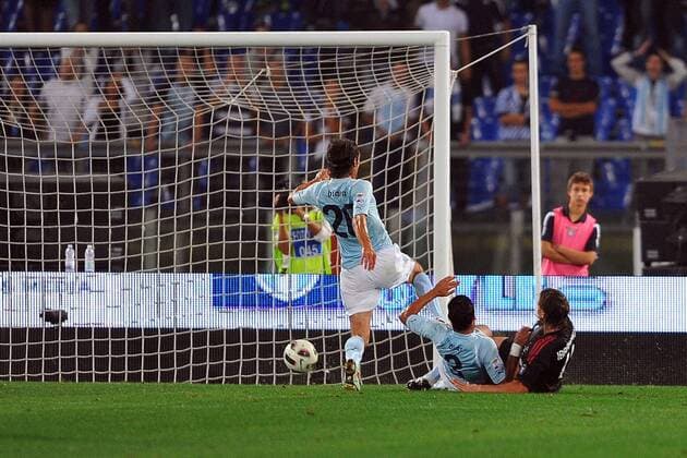 Lazio Rom (blau) vs. AC Mailand (schwarz): Tor Zlatan Ibrahimovic (R) 