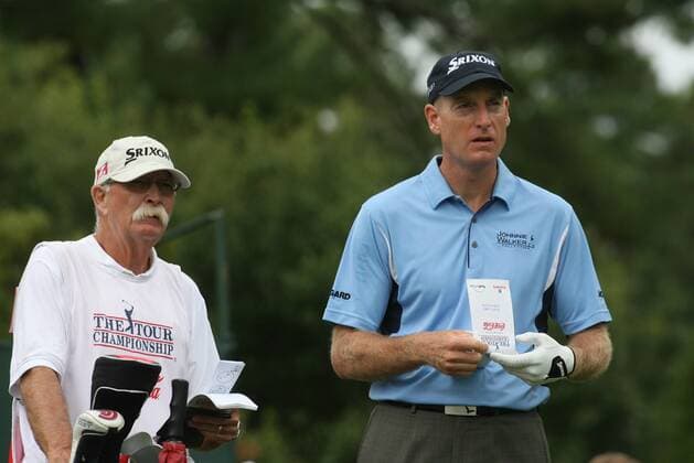 September 26 2010 The Tour Championship Eastlake Country Club Atlanta Ga Jim Furyk (USA, R) and caddie Michael Fluff Cowan during the final round of the 2010 Tour Championship from Eastlake Country Club Icon10092650 Fedexcup EDITORIAL USE ONLY